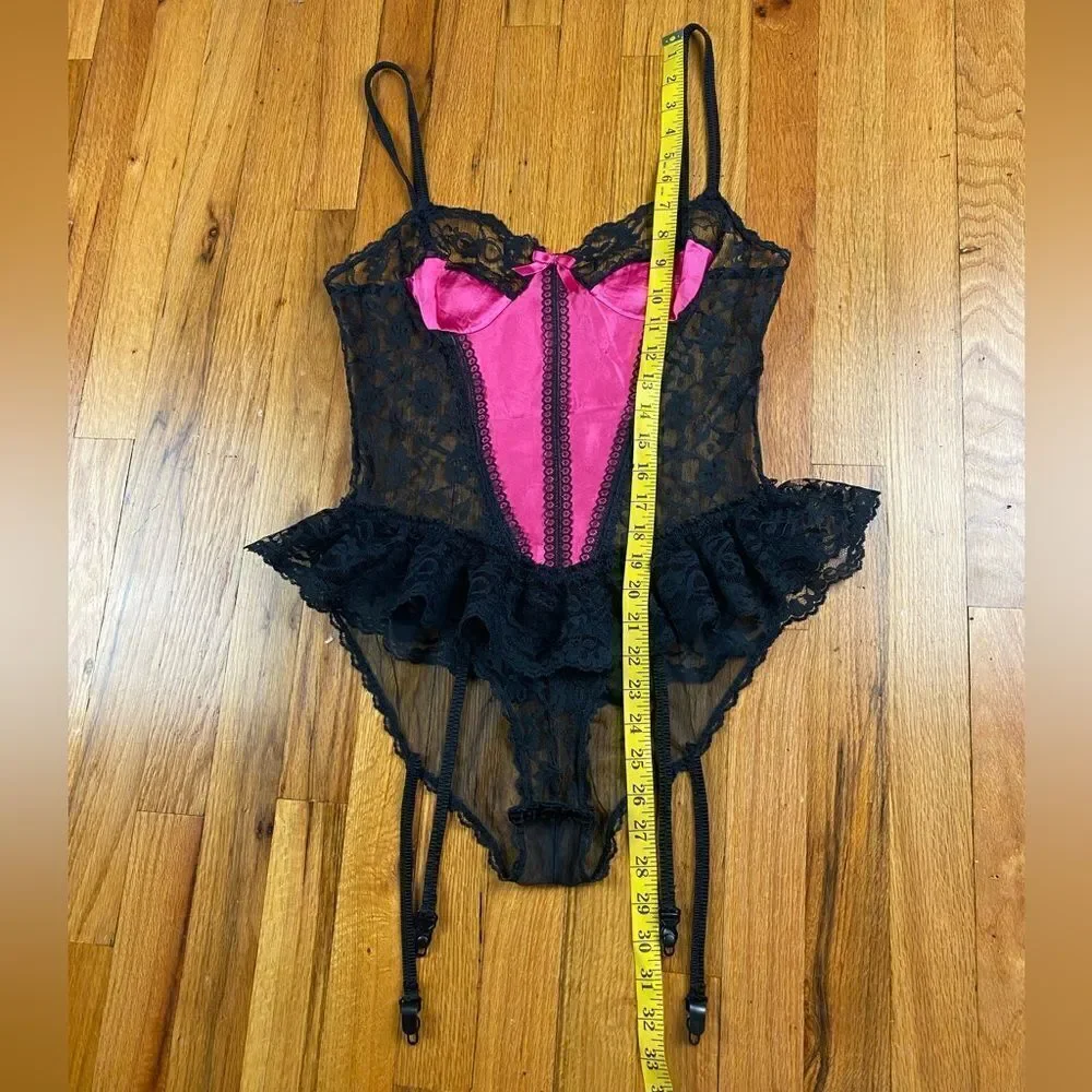 Vintage Nani Flower Nylon Teddie Bodysuit Corset Style M USA